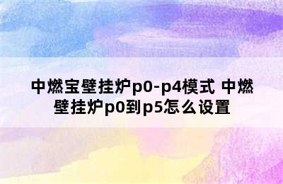 中燃宝壁挂炉p0-p4模式 中燃壁挂炉p0到p5怎么设置